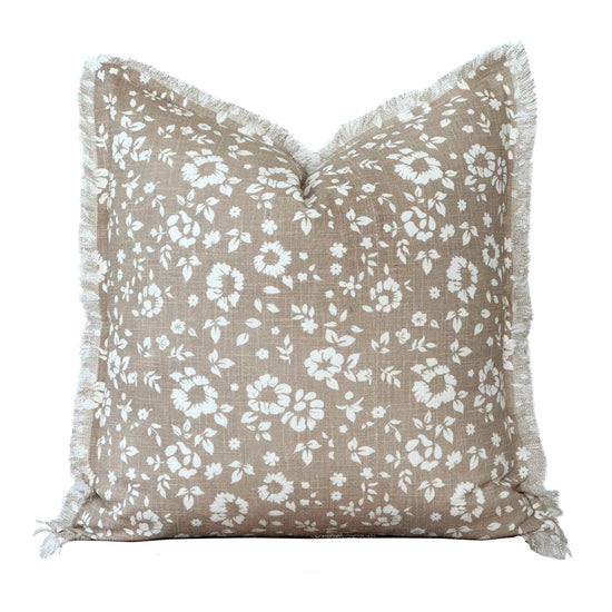 Floral Fringe Pillow 22 x 22 - Saltbox Sash