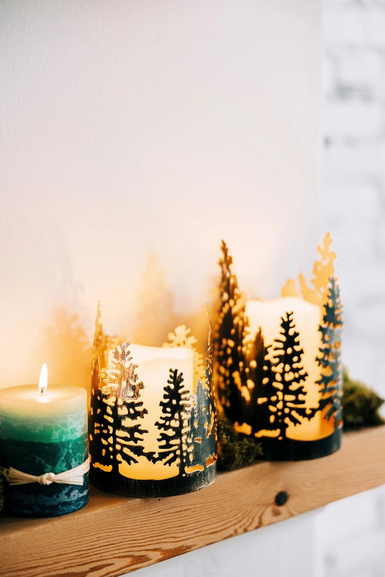 Forest Shimmer Candle Holder - Saltbox Sash
