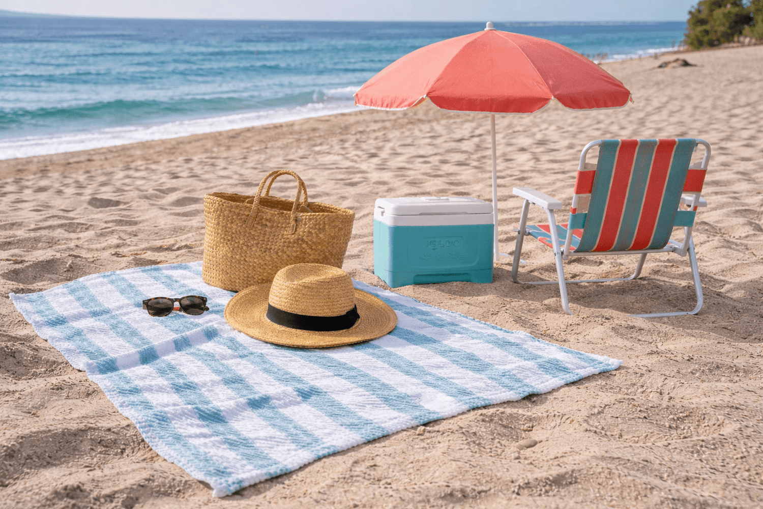 Garmee Upcycled Cotton Beach Blanket - Blue - Saltbox Sash