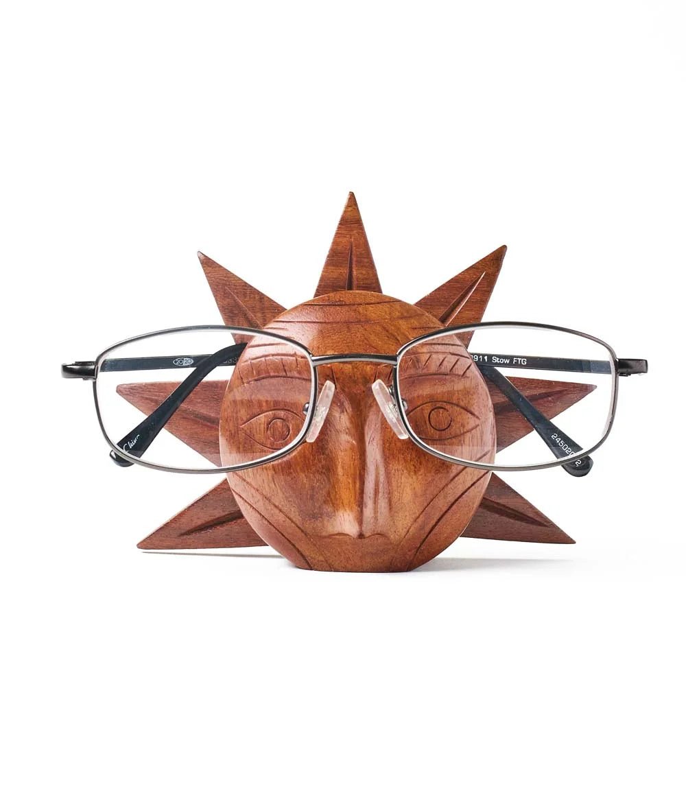 Hand-Carved Sun Eyeglass Holder - Saltbox Sash