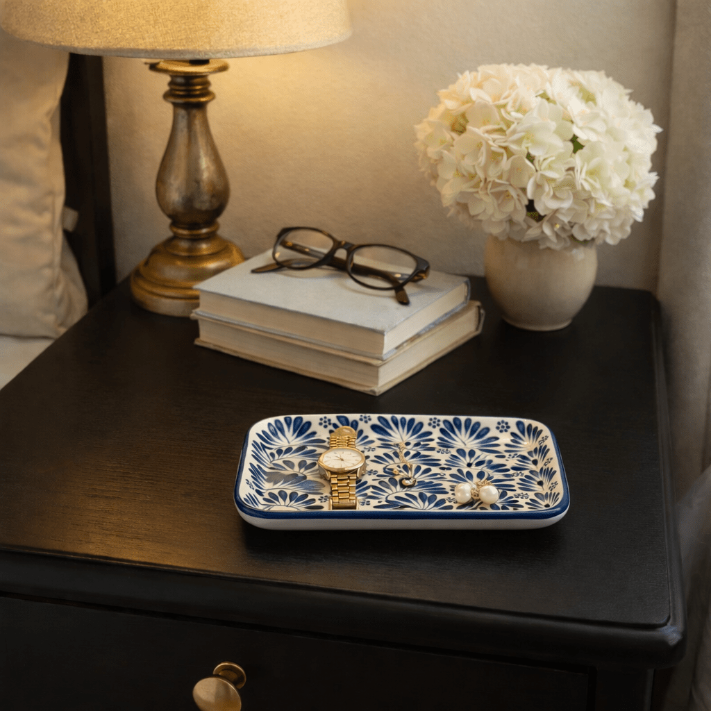 Hand Painted Blue Ceramic Tray - Saltbox Sash