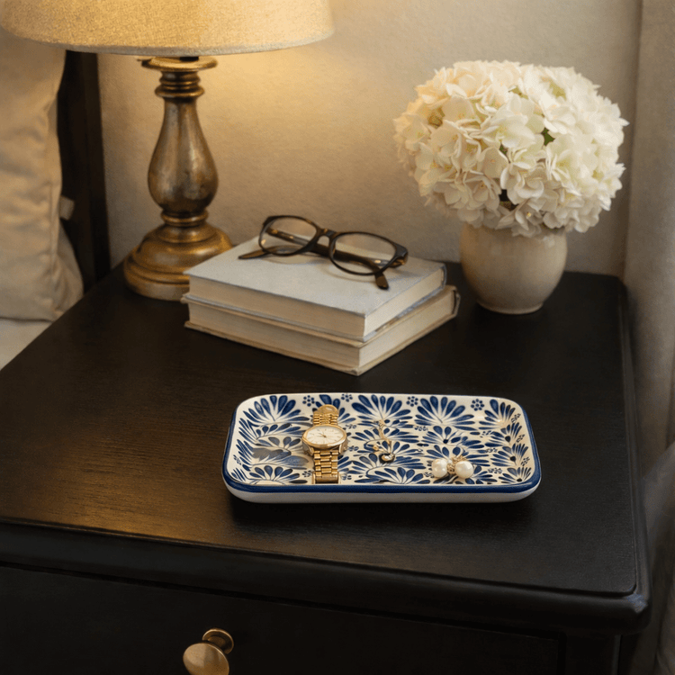 Hand Painted Blue Ceramic Tray - Saltbox Sash