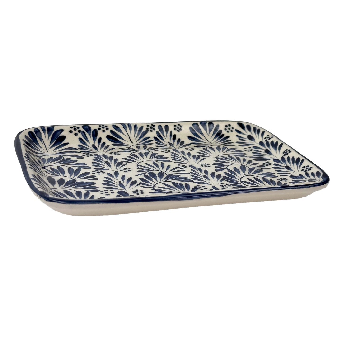 Hand Painted Blue Ceramic Tray - Saltbox Sash