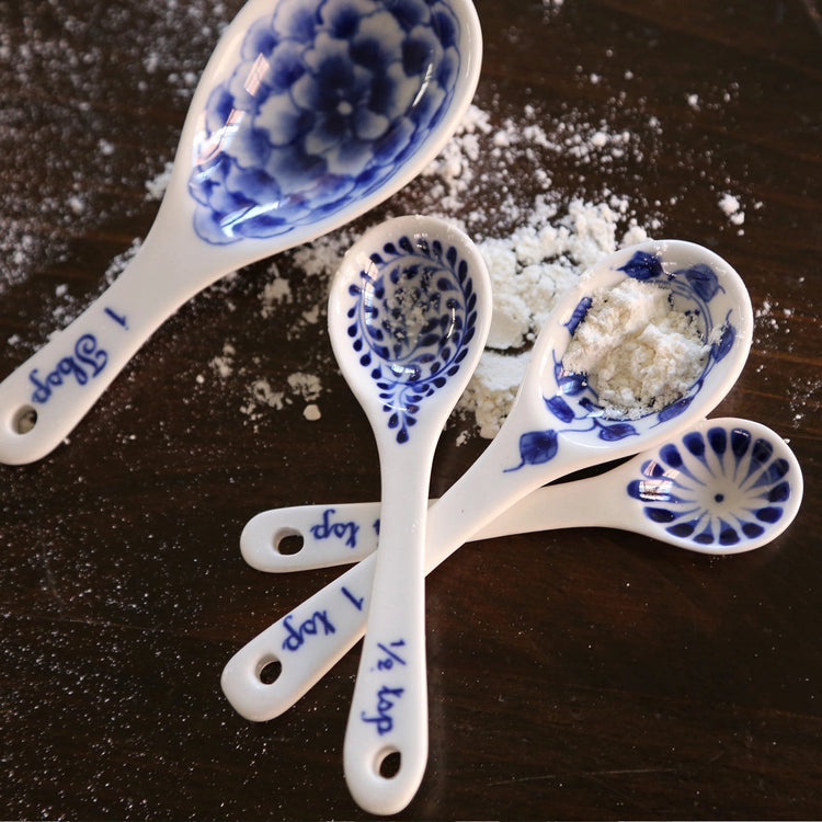 Hand - Painted Floral Measuring Spoon Set - Saltbox Sash