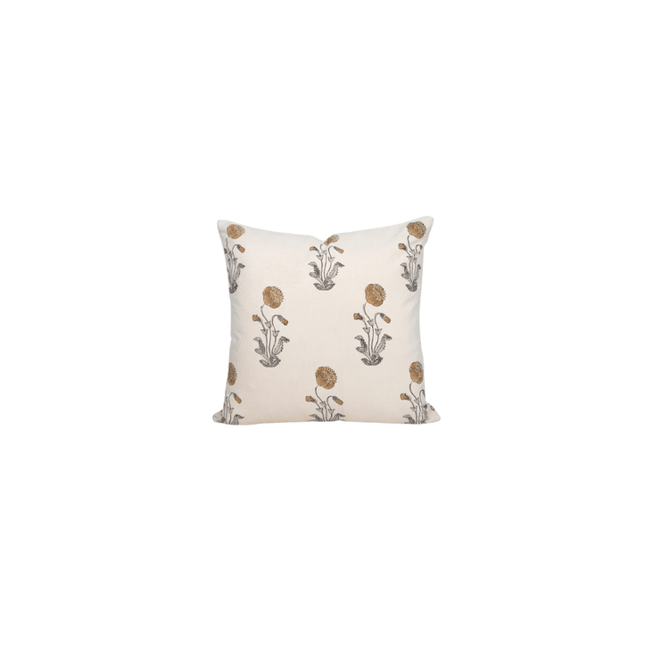 Handblock Printed Floral Cotton Pillow - Saltbox Sash