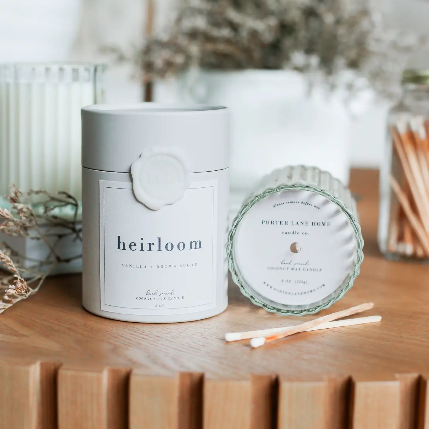 Heirloom | Vanilla + Brown Sugar Fluted Coconut Wax Candle - Saltbox Sash