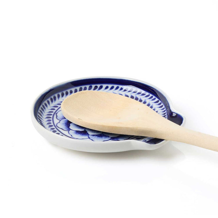 Indigo Bloom Spoon Rest - Saltbox Sash