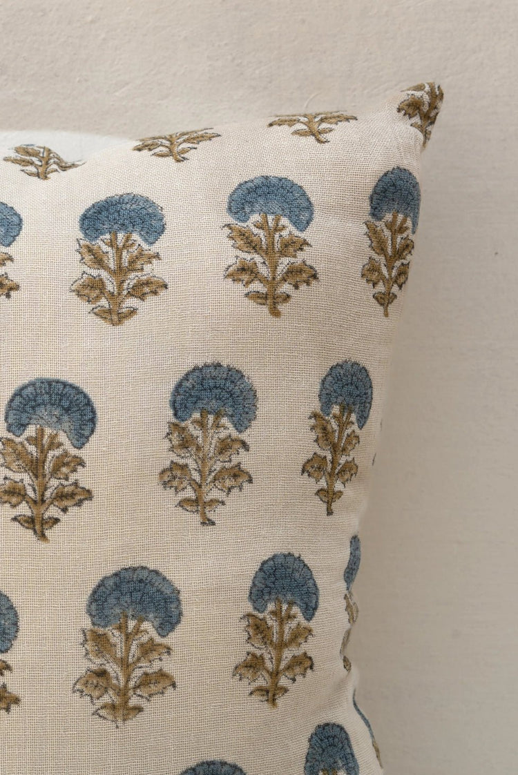 Indigo Buta Blockprint Pillow - Saltbox Sash