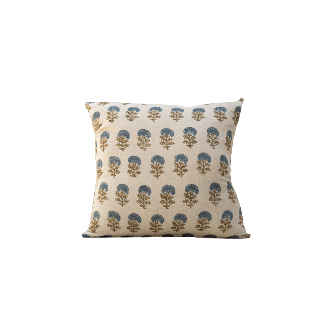 Indigo Buta Blockprint Pillow - Saltbox Sash