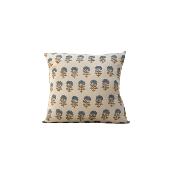 Indigo Buta Blockprint Pillow - Saltbox Sash