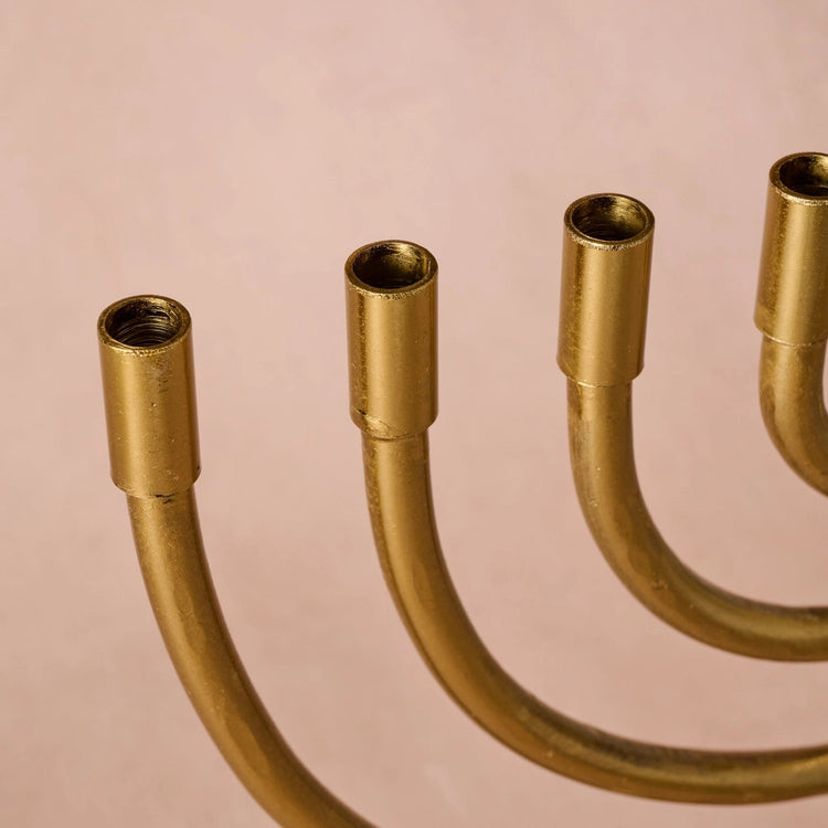 Jyoti Brass Horn Menorah - Saltbox Sash