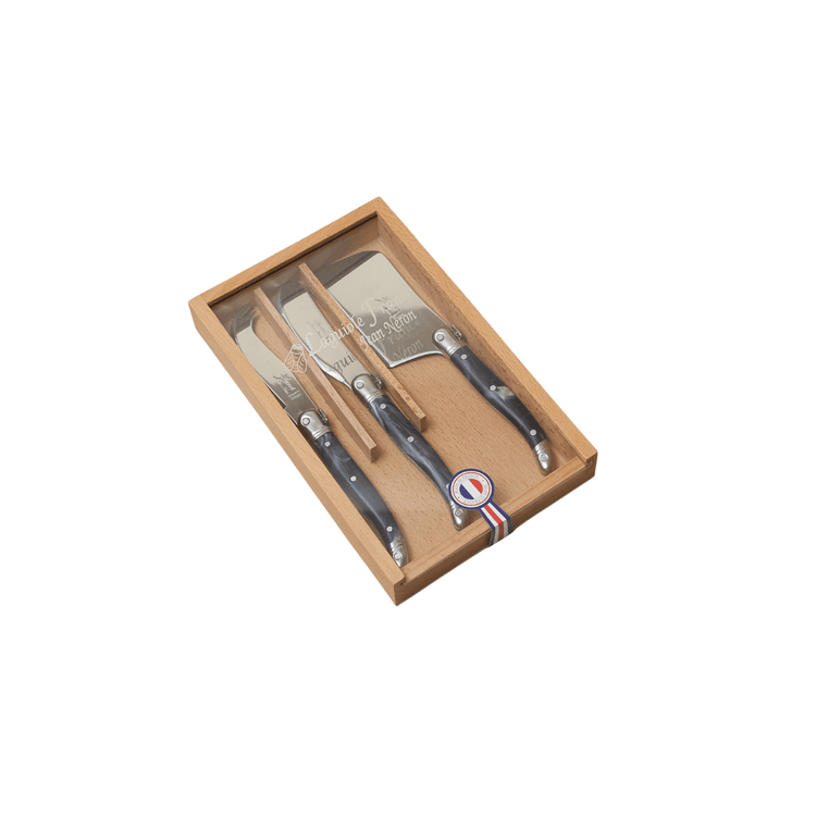 Laguiole 3 Piece Mini Cheese Utensil Set Black Marble - Saltbox Sash