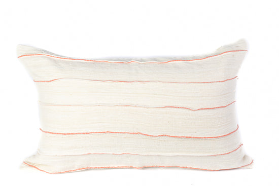 Handwoven Coral Lumbar Pillow Cover