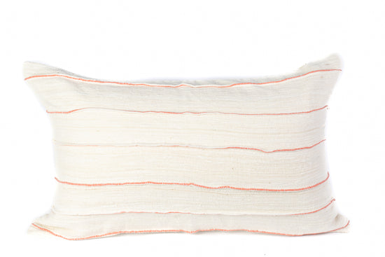 Handwoven Coral Lumbar Pillow