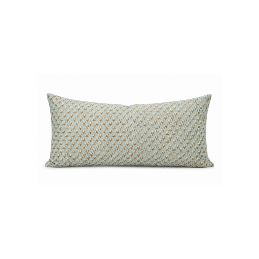 Mogra Block Printed Lumbar Pillow - 12 x 20 - Saltbox Sash