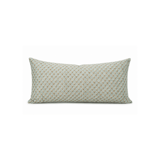 Mogra Block Printed Lumbar Pillow - 12 x 20 - Saltbox Sash