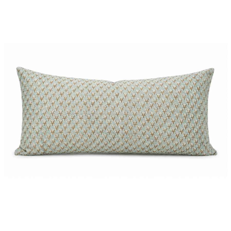 Mogra Block Printed Lumbar Pillow - 12 x 20 - Saltbox Sash