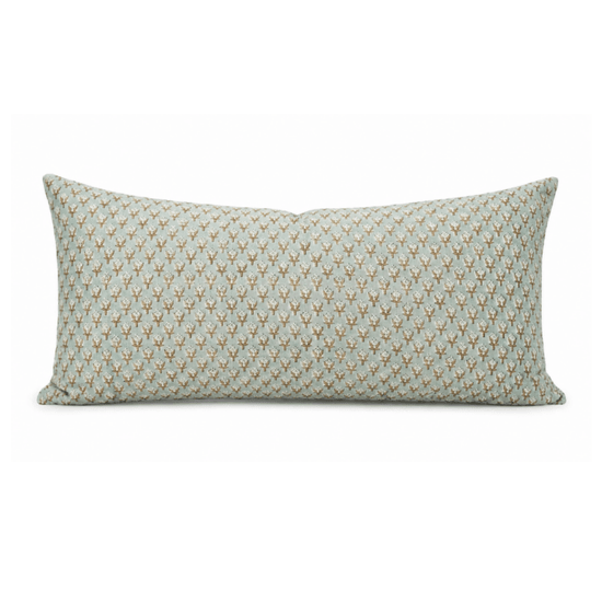 Mogra Block Printed Lumbar Pillow - 12 x 20 - Saltbox Sash