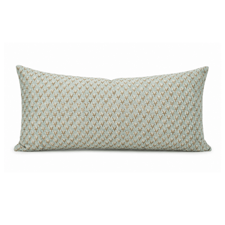 Mogra Block Printed Lumbar Pillow - 12 x 20 - Saltbox Sash