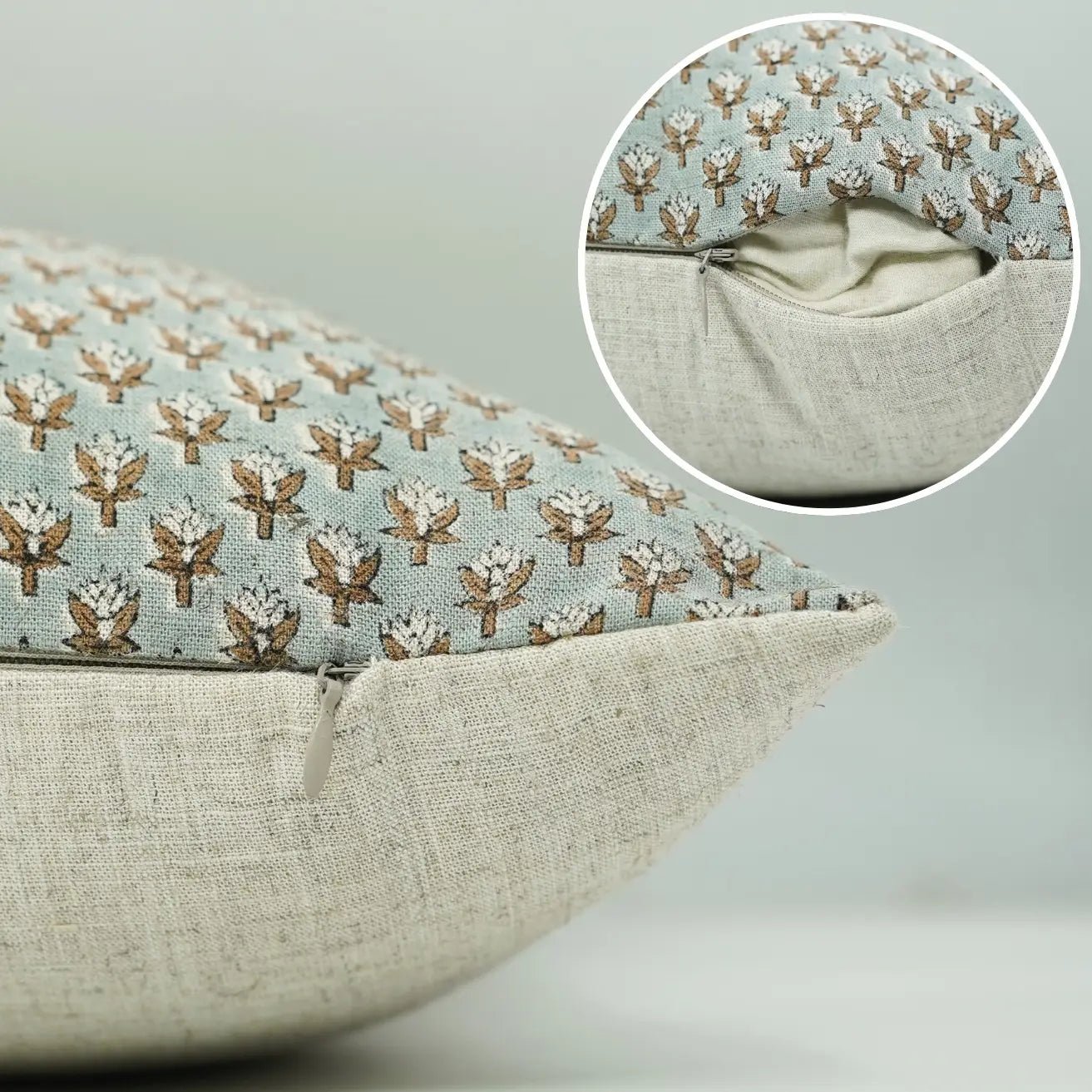Mogra Block Printed Lumbar Pillow - 12 x 20 - Saltbox Sash