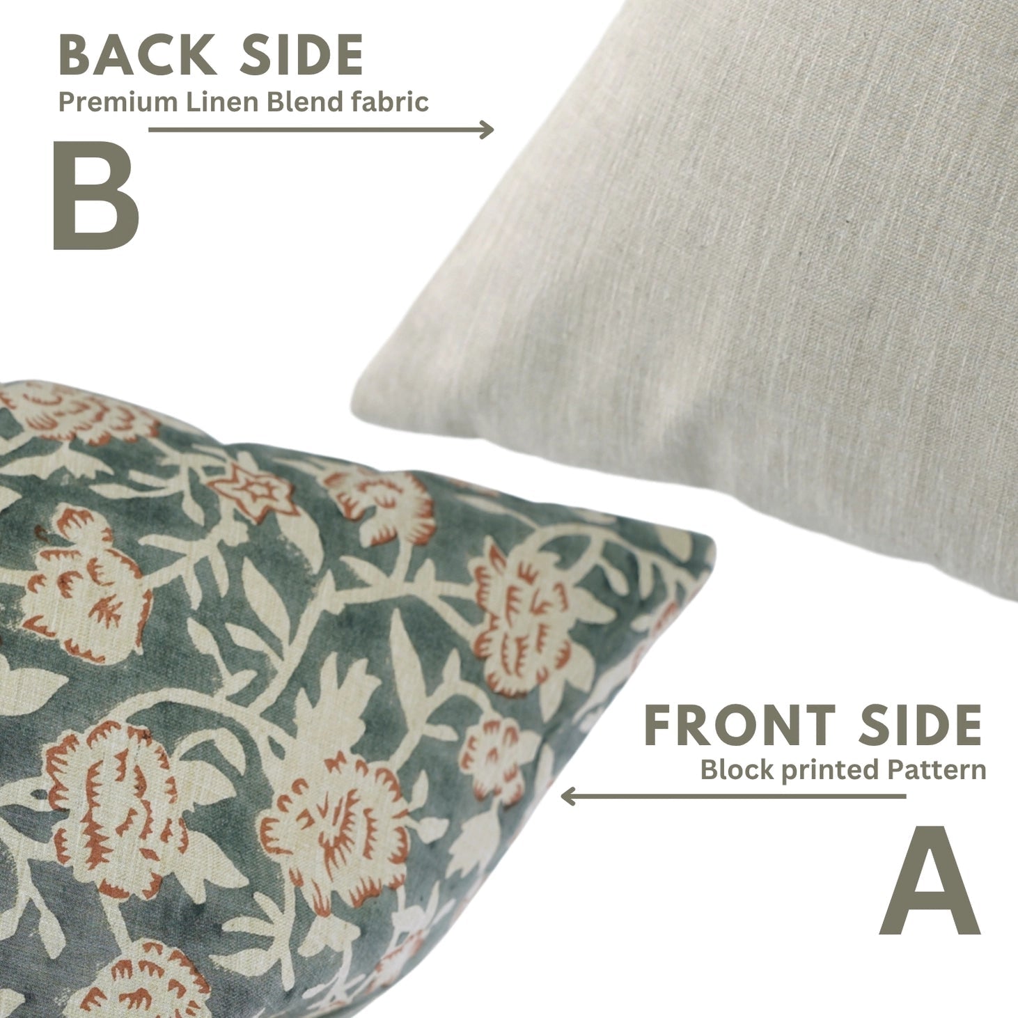 Mriygnani Floral Block Print Pillow - Saltbox Sash