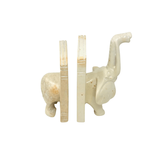 Natural Soapstone Elephant Bookends - Saltbox Sash
