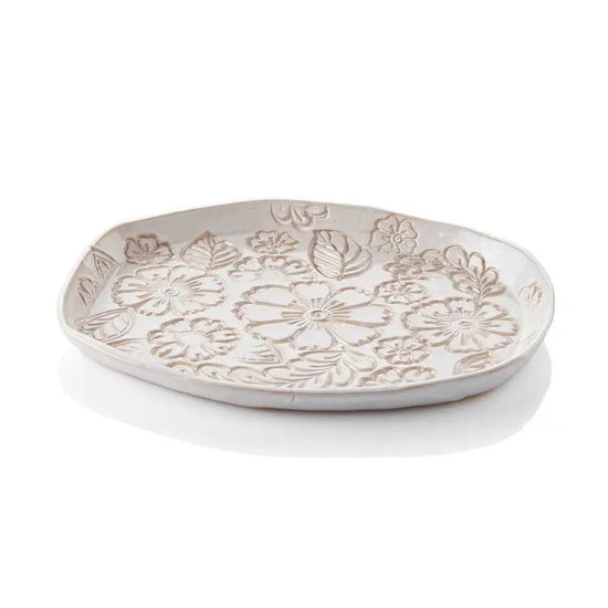Pressed Blossom Ceramic Platter - Saltbox Sash