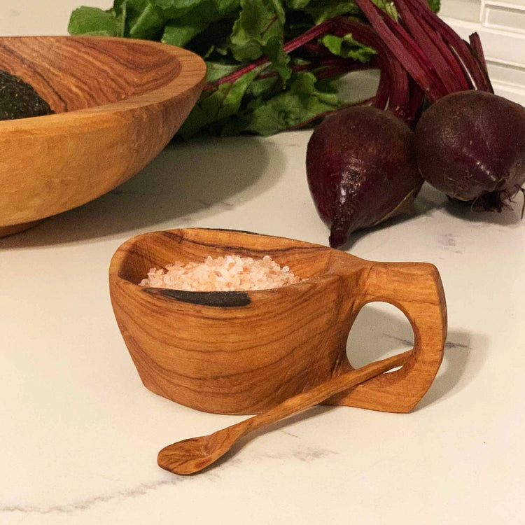 Reclaimed Mini Olive Wood Salt Pot - Saltbox Sash