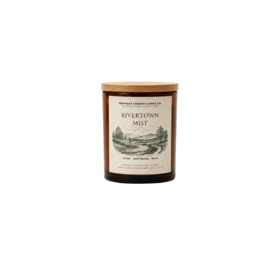 Rivertown Mist | Ozone + Driftwood + Musk Coconut Soy Wax Candle - Saltbox Sash