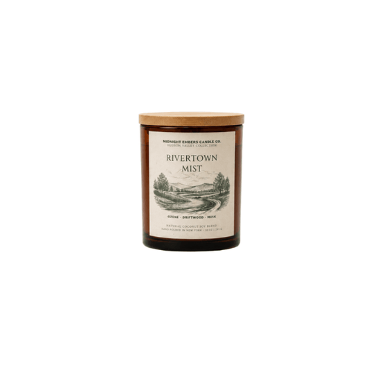 Rivertown Mist | Ozone + Driftwood + Musk Coconut Soy Wax Candle - Saltbox Sash