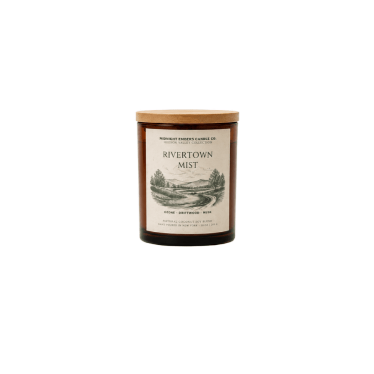 Rivertown Mist | Ozone + Driftwood + Musk Coconut Soy Wax Candle - Saltbox Sash