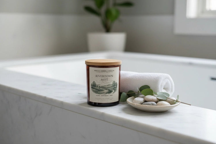 Rivertown Mist | Ozone + Driftwood + Musk Coconut Soy Wax Candle - Saltbox Sash
