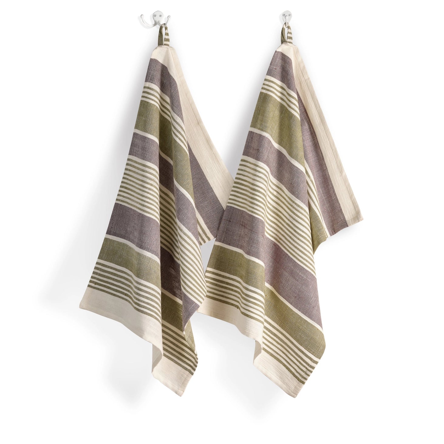 Sage Striped Cotton Handwoven Kitchen Towel - Saltbox Sash