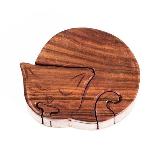 Sleepy Cat Puzzle Box - Saltbox Sash