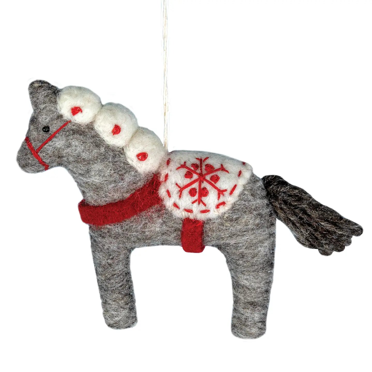 Snowflake Dala Horse Ornament - Saltbox Sash