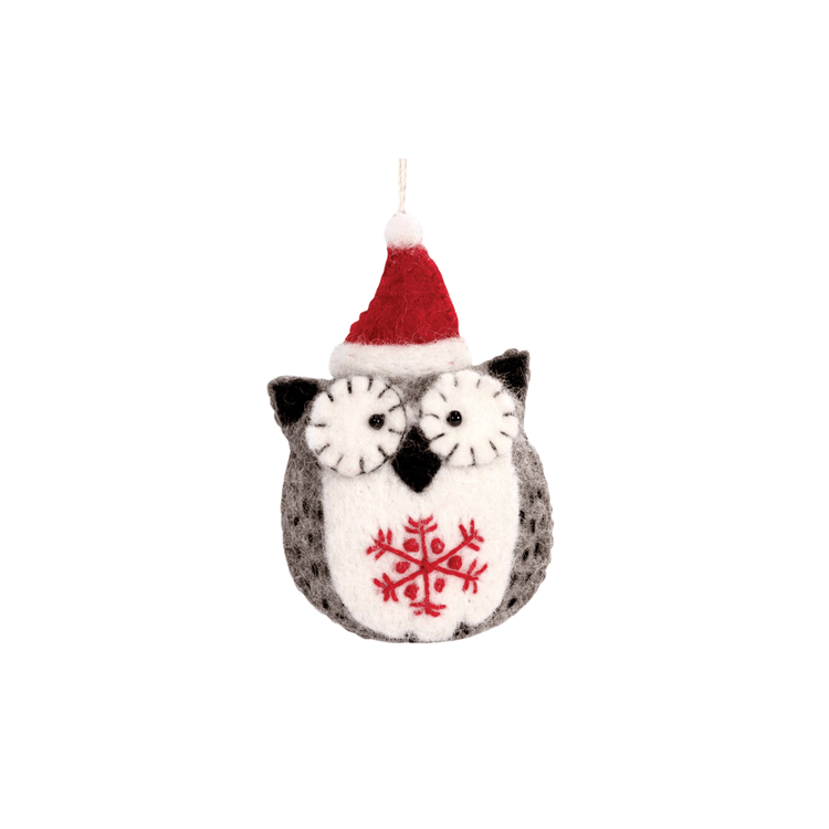 Snowflake Holiday Owl Ornament - Saltbox Sash