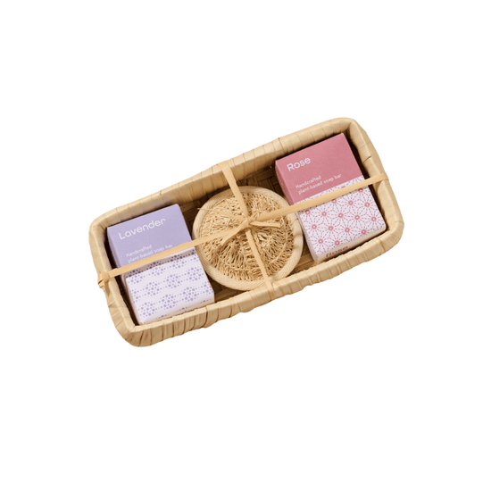 Taaja Lavender and Rose Soap/Body Scrubber Set - Saltbox Sash