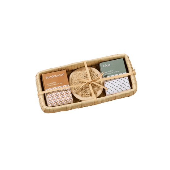 Taaja Sandalwood and Aloe Soap/Body Scrubber Set - Saltbox Sash