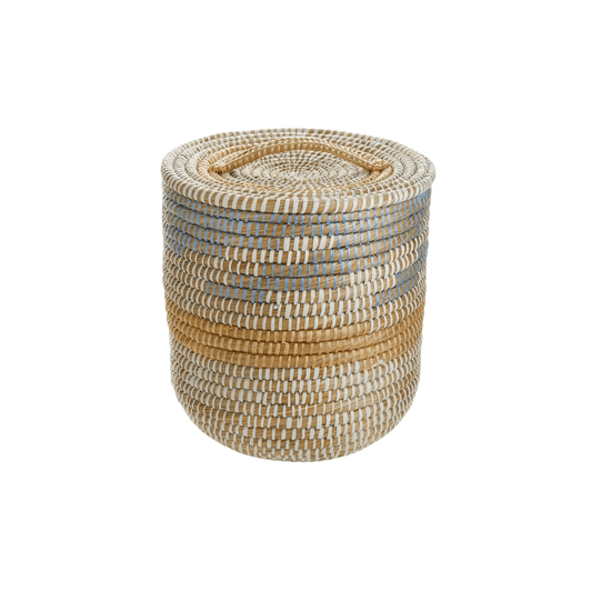 Tall Lidded Handwoven Basket - Saltbox Sash