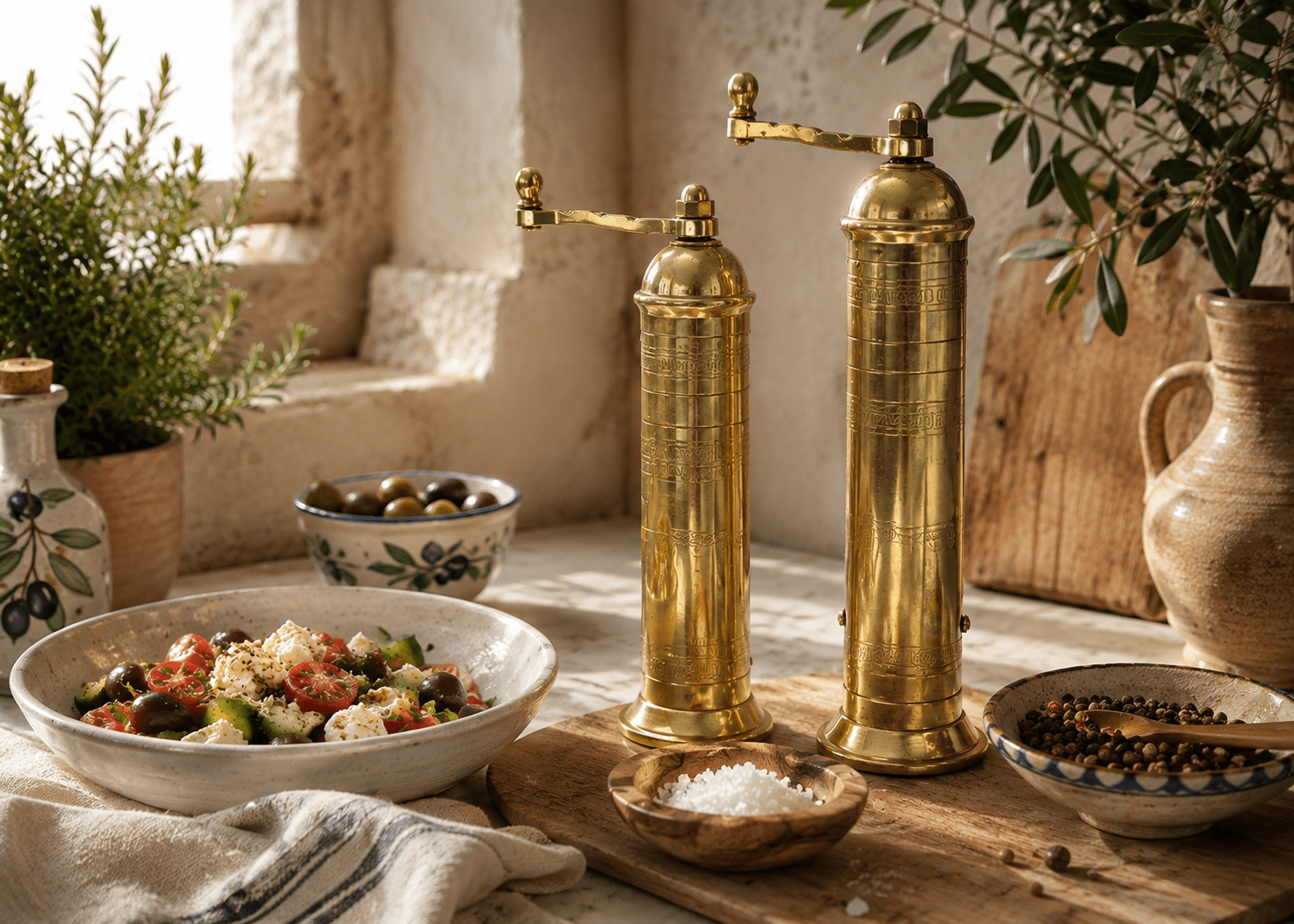 The Original Brass Spice Mills - Saltbox Sash
