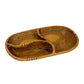 Tri - Section Olive Wood Serving Platter with Batik Bone Accent - Saltbox Sash