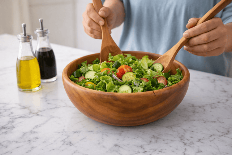 Tropical Hardwood Salad Bowl - Saltbox Sash