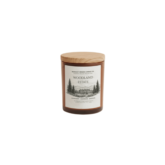 Woodland Estate | Mahogany + Teakwood + Oakmoss Coconut Soy Wax Candle - Saltbox Sash