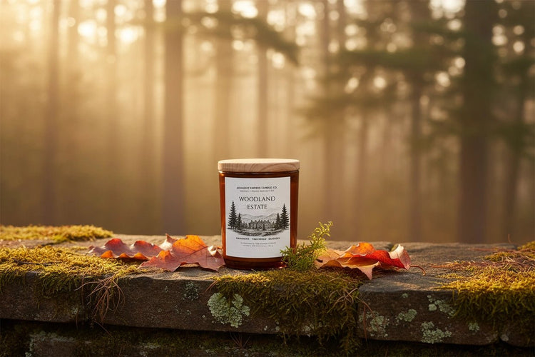 Woodland Estate | Mahogany + Teakwood + Oakmoss Coconut Soy Wax Candle - Saltbox Sash