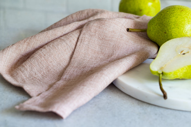 Blush Stone Washed Linen Tea Towel - Saltbox Sash