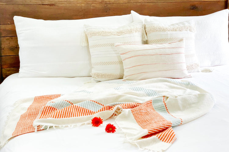 Camden Azure & Tangerine Lightweight Blanket - Saltbox Sash