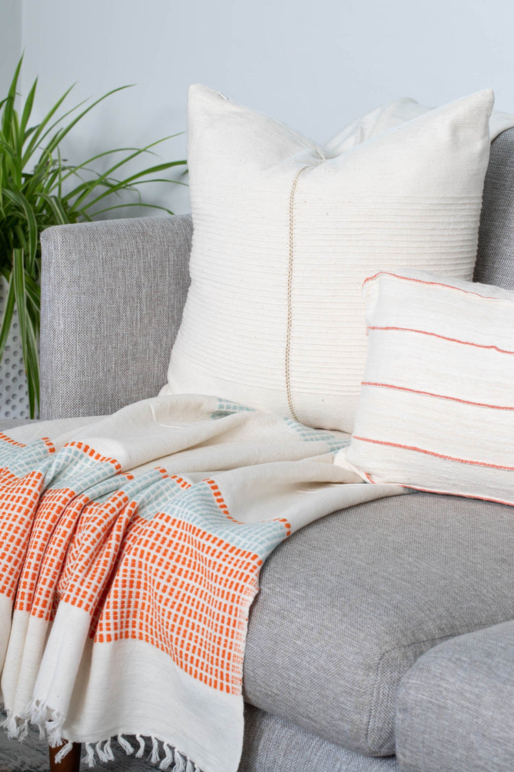 Camden Azure & Tangerine Lightweight Blanket - Saltbox Sash