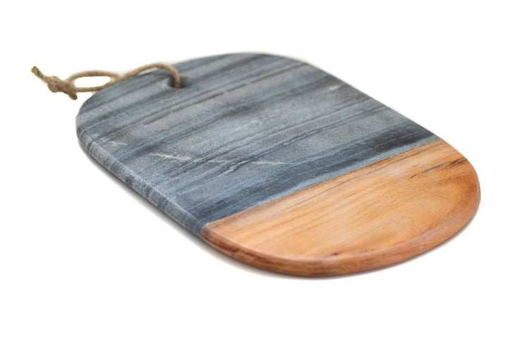 Grey Marble & Wood Serving Board - Saltbox Sash