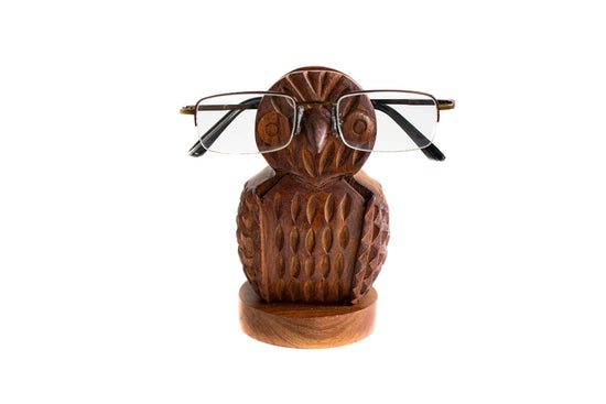 Hand-Carved Owl Eyeglass Holder - Saltbox Sash