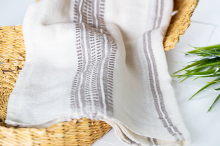 Handwoven Cotton Baby Swaddle Blanket - Stone - Saltbox Sash
